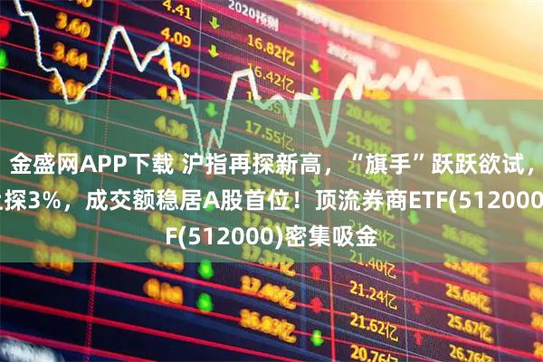 金盛网APP下载 沪指再探新高，“旗手”跃跃欲试，“券茅”上探3%，成交额稳居A股首位！顶流券商ETF(512000)密集吸金